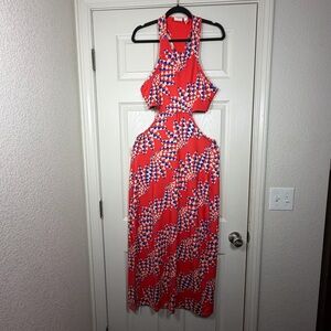 Adidas X Farm Rio Collab Psychedelic Wave Open Back Maxi Dress Slit XL Urban